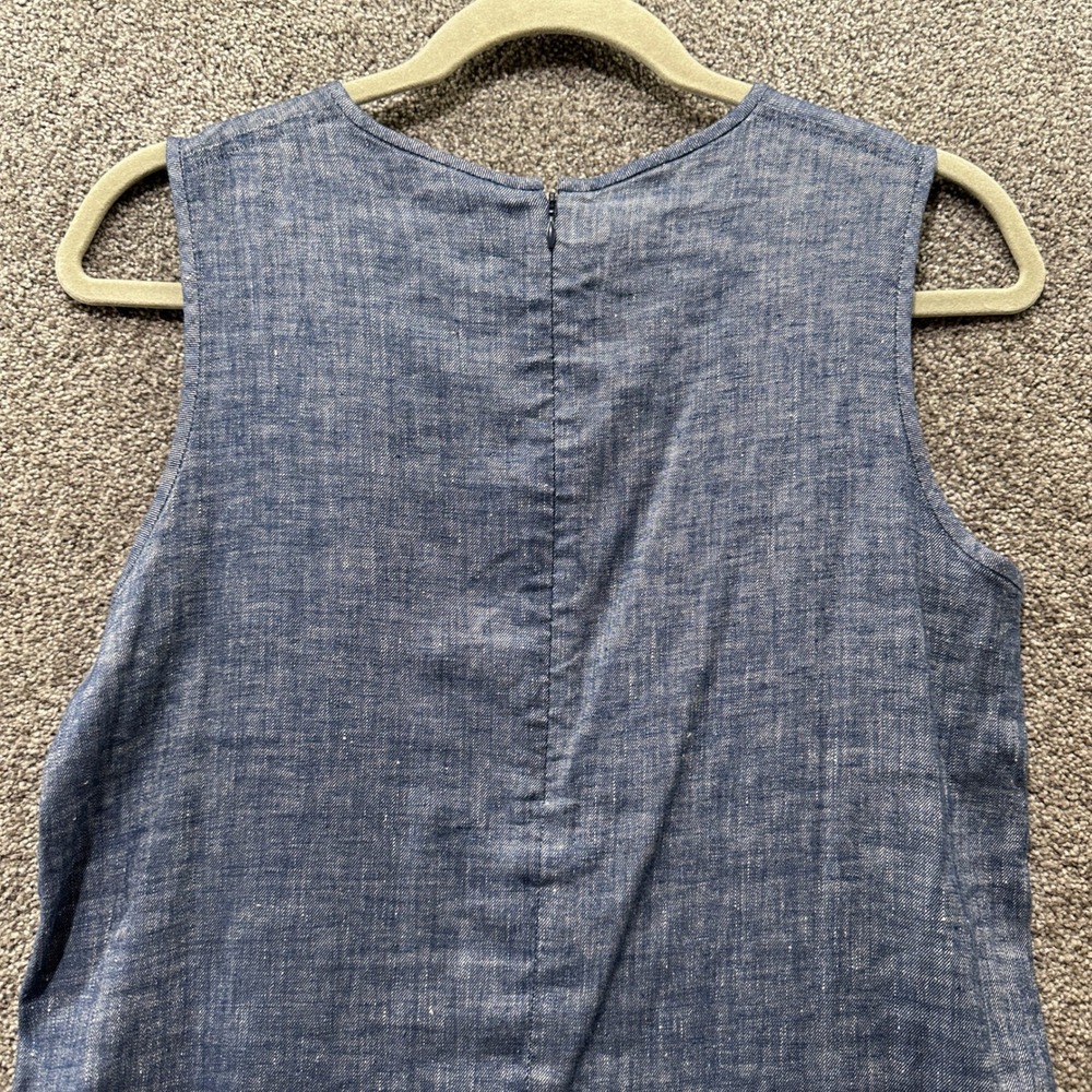 Theory Adraya Blue Linen Blend Sleeveless Shift Mini Dress Size 4 Coastal Summer - Picture 9 of 11